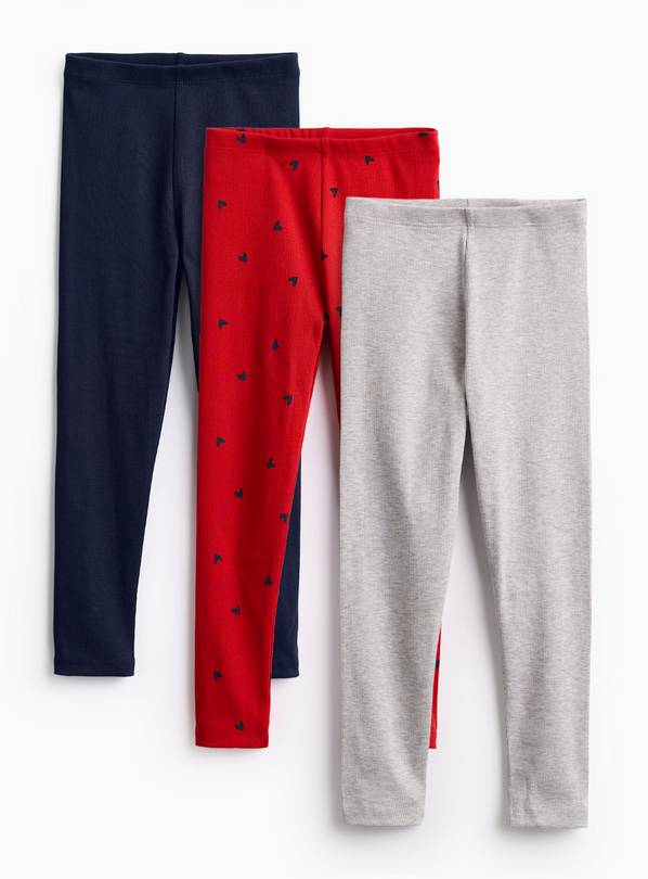 Heart Printed Jersey Leggings 3 Pack 5 years